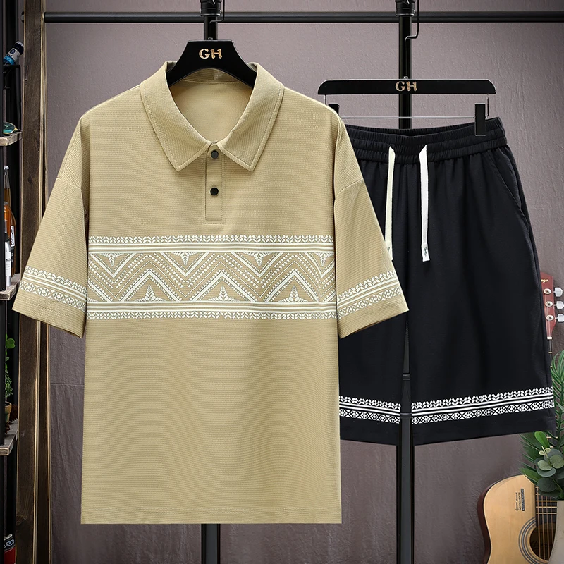 

Летний мужской спортивный костюм из ледяного шелка: быстросохнущая футболка и шорты из полиэстера для молодежи