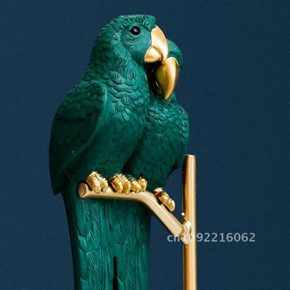 Nordic Couple Parrot Sculpture Desktop Animal Parrot Crafts Statues Resin Home Figurines Bird Decor for Ornaments Decoration