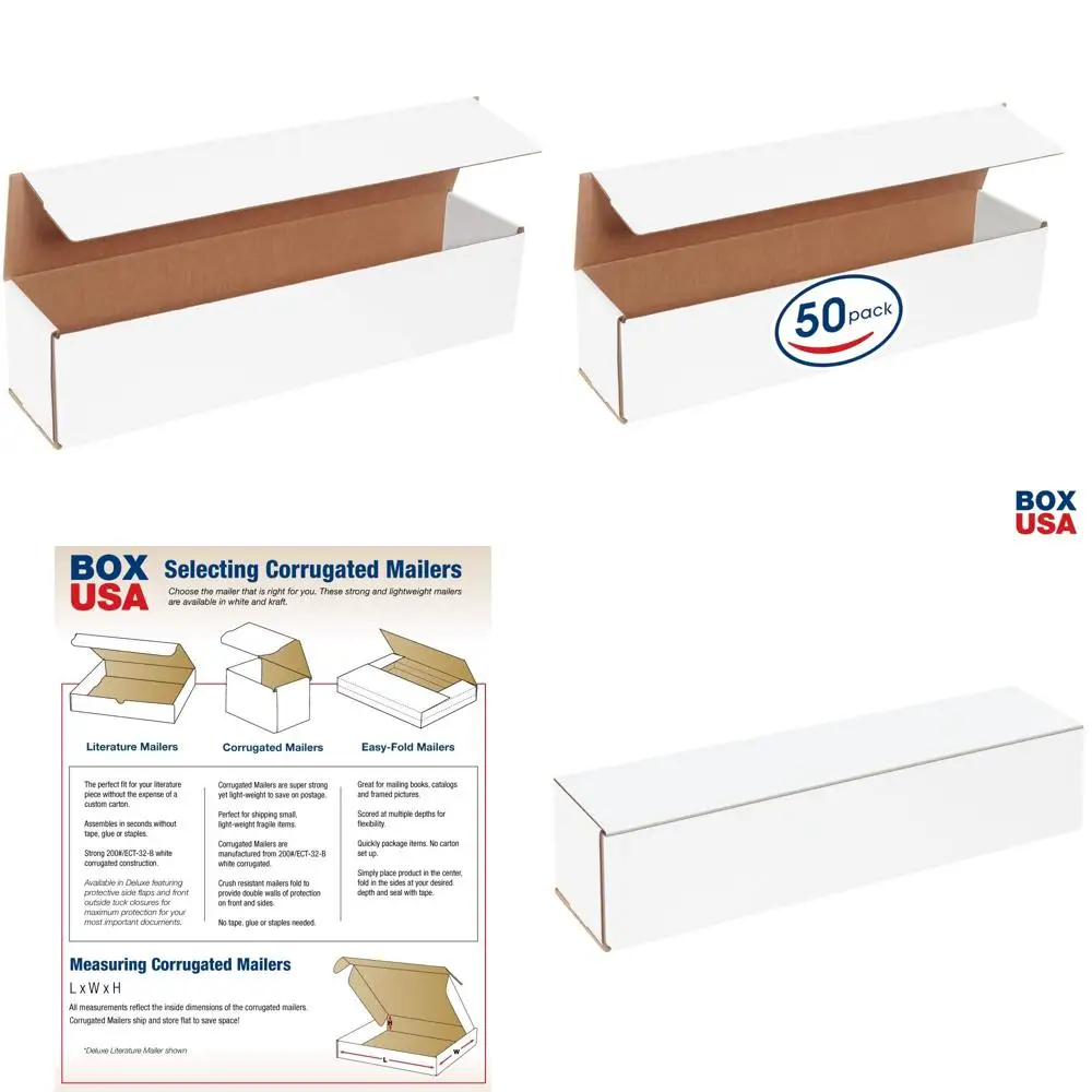 Mailers Corrugados 18x4x4 Polegadas Branco Pacote de 50 Caixas de Envio em Massa para Correio e Embalagem