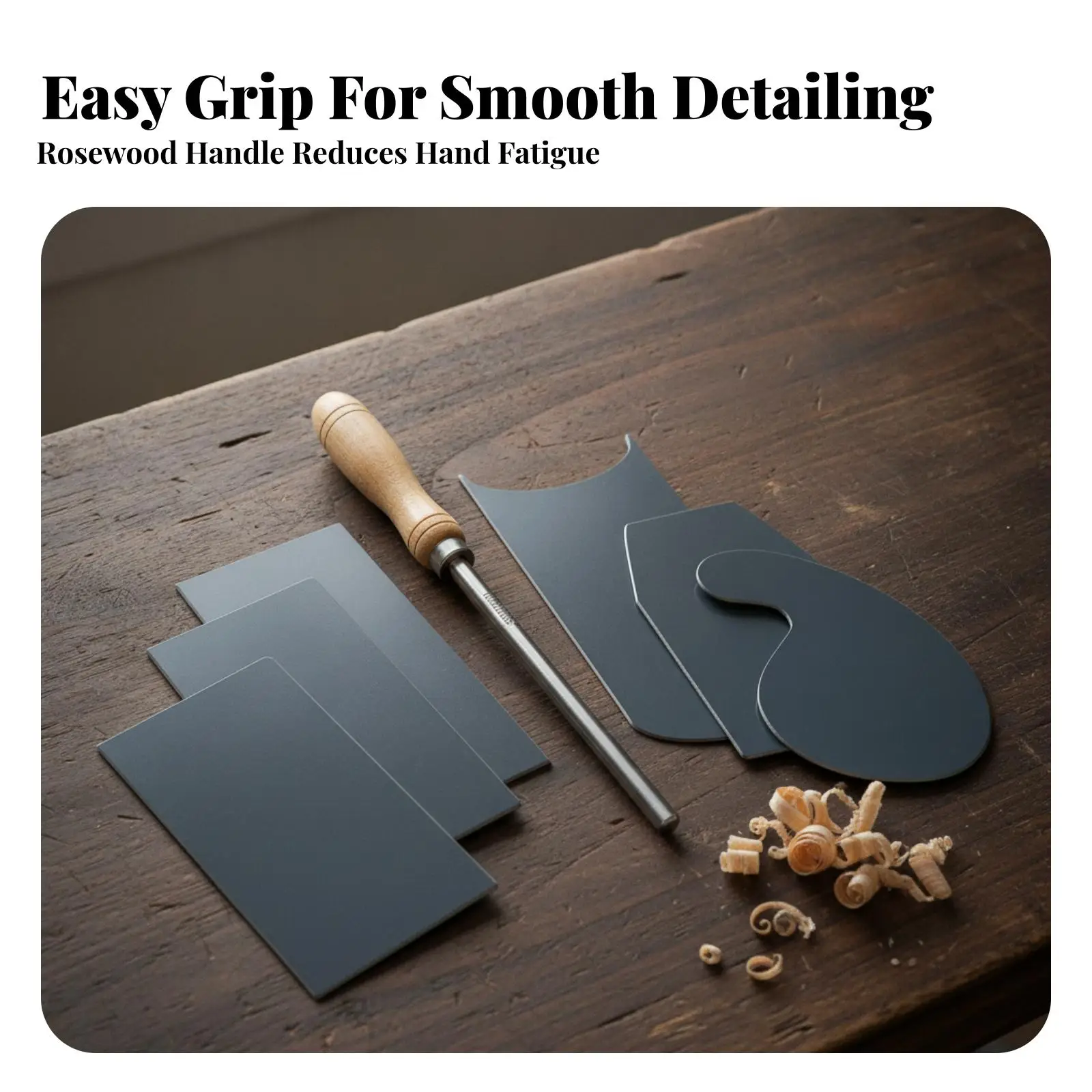 Multi Profile Polishing Scraper Hand Tool with Long Straight Shaft for Smoothing and Edge Detailing Work