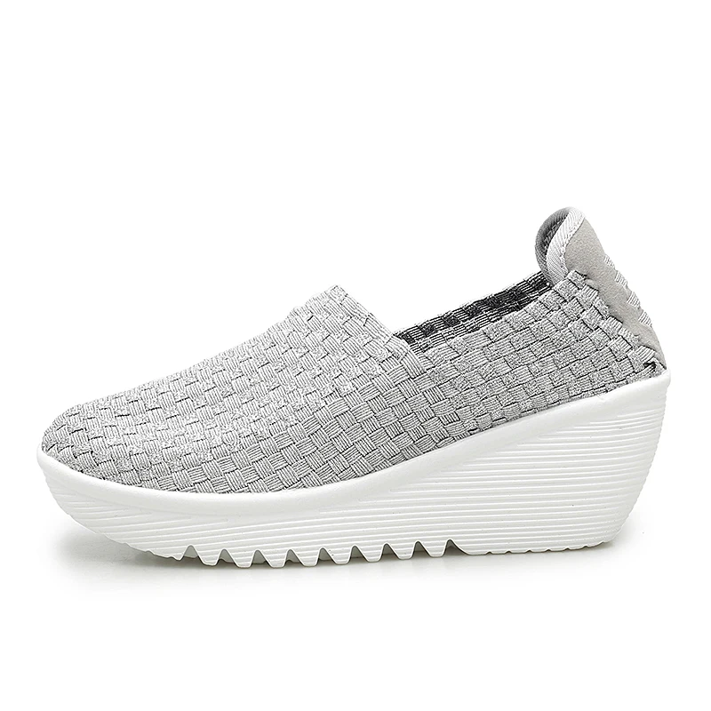 Zapatos planos trenzados para mujer, zapatillas informales para correr, tejido para caminar, talla grande 35-42