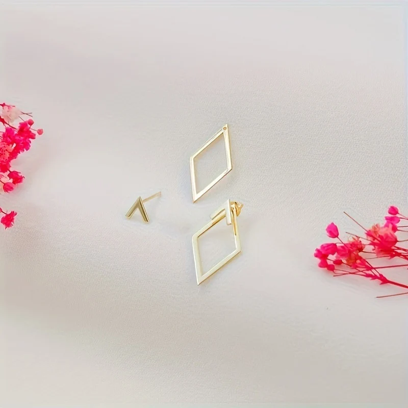 Geometric Square Detachable Triangles Stud Earrings for Women Fashion Jewelry Minimalist Accessories Party Gifts