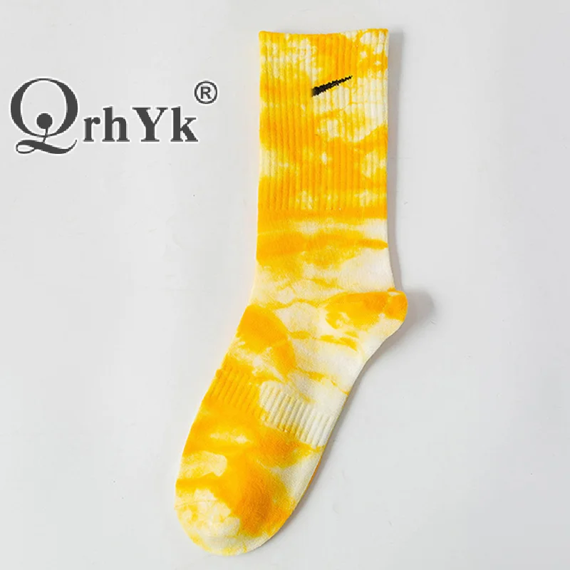 New Fashion Tie-dye Men and Women Socks Cotton Colorful Vortex Hook 19 Styles HipHop Skateboard Funny Happy Soft Girls Sockings