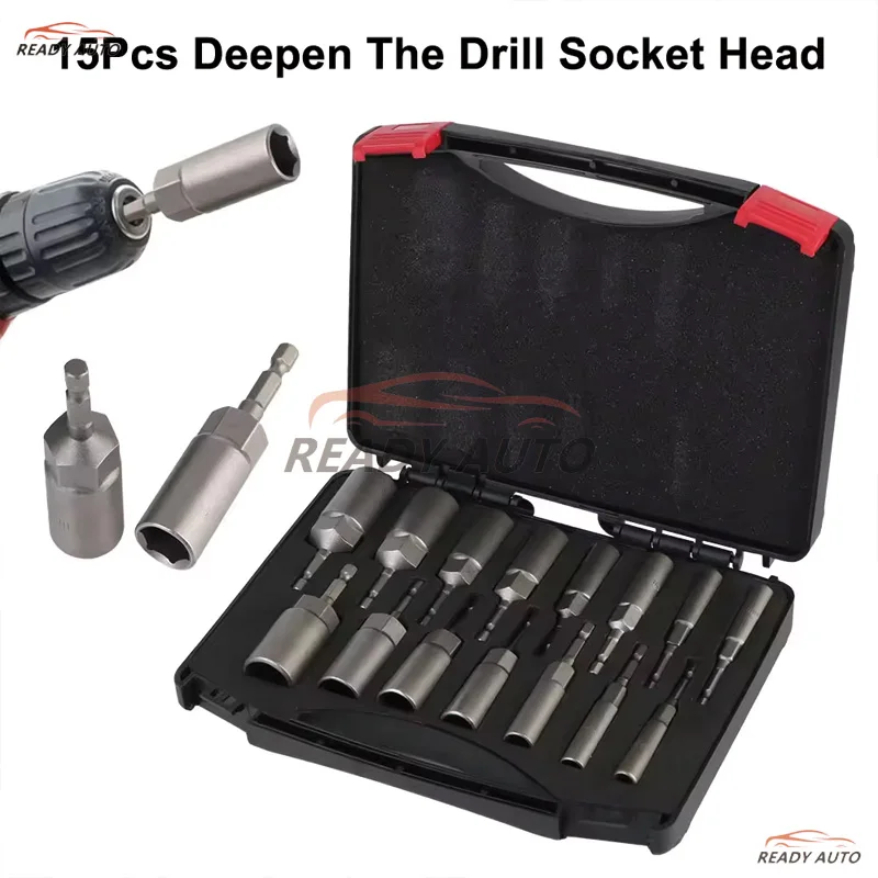 

15PCS Auto Repair Tools Set Universal Portable Socket Wrench Bar Deepen Drill Socket Head Removal Tool Auto Accessories
