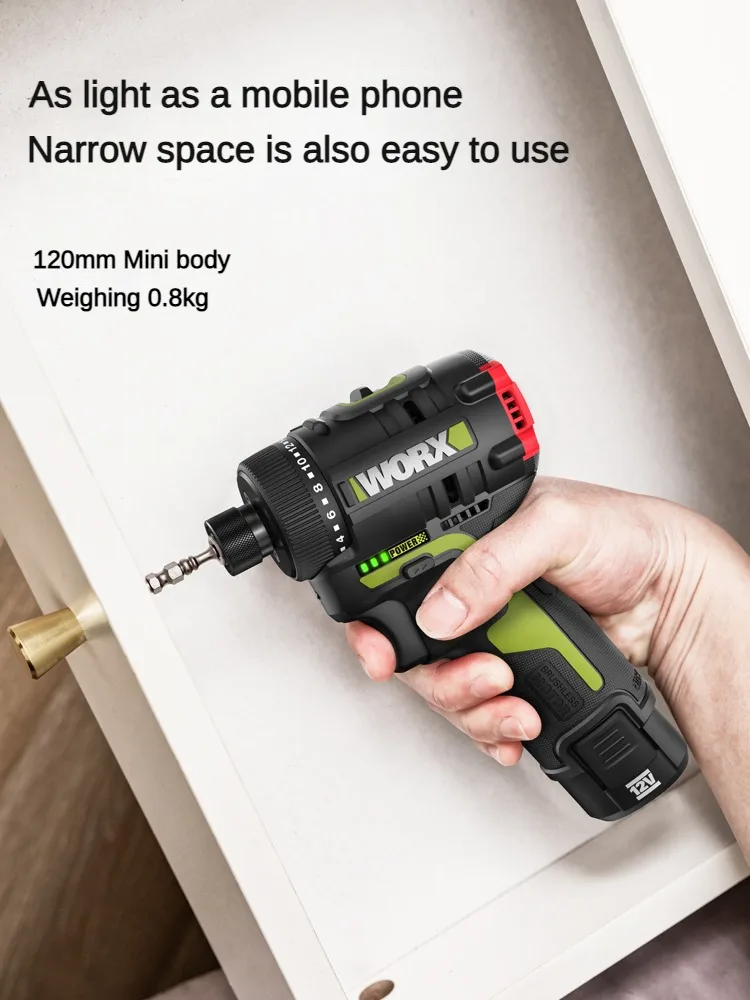 WORX WU129 Brushless Driver Electromechanical Drill 12V Lithium Battery Screwdriver Multifunctional Impact Screwdriver