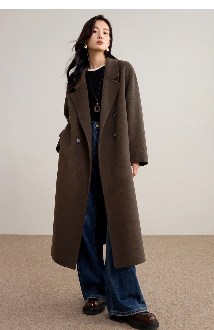 SENTUBILA Damen Wintermantel aus 100% Wolle, 2026, klassischer, eleganter Pendlerstil, doppelseitiger Überwurf, Damenbekleidung W54OA8780 – Detail 29