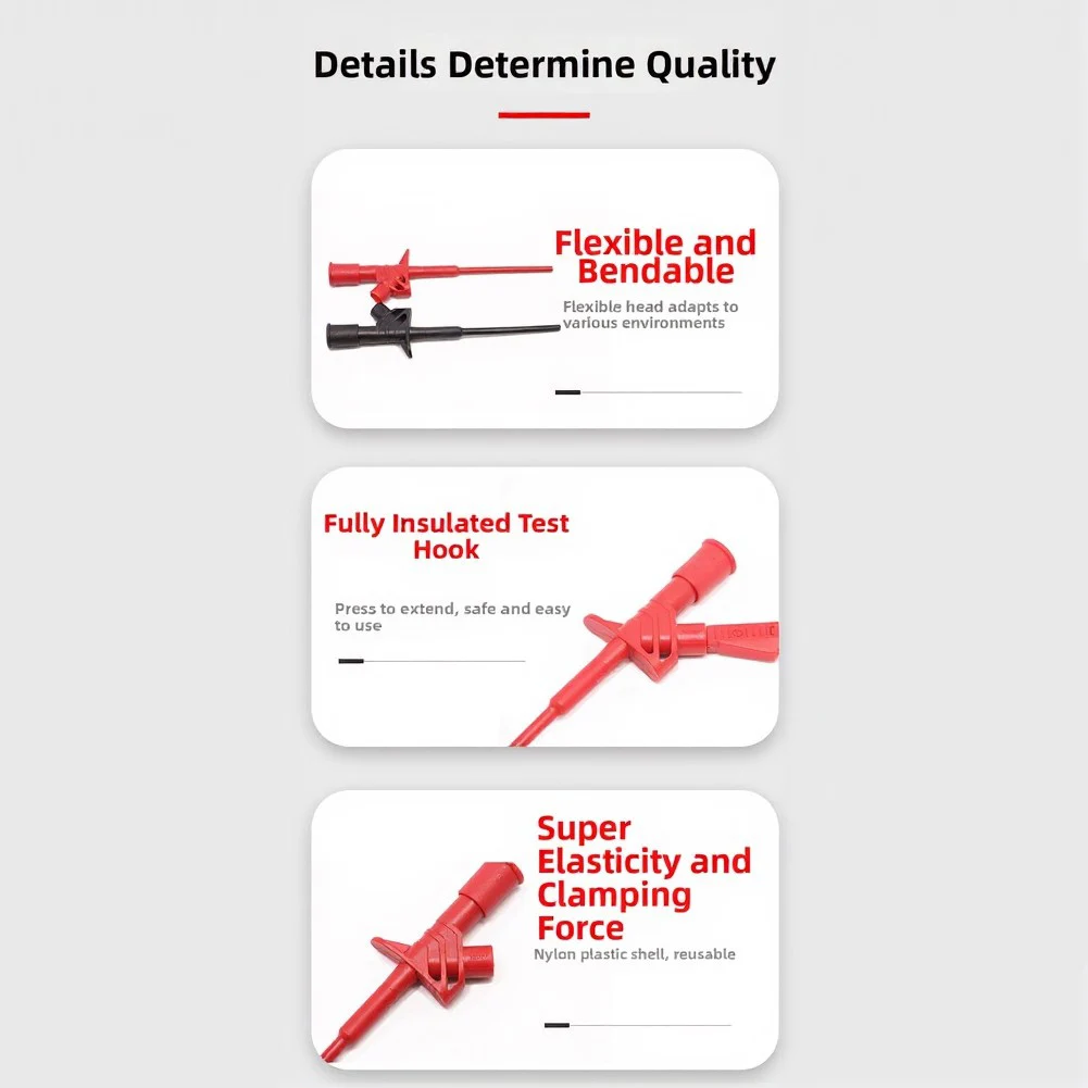 2pcs Insulation Test Probes with Quick Clip Ends and Flexible Probe Assembly for Broad Electrical Compatibility
