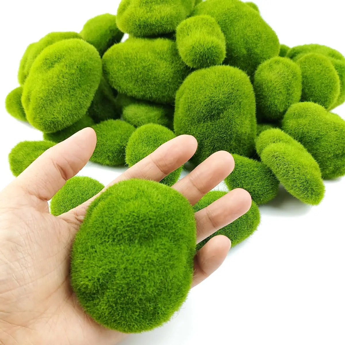 

50 шт., искусственные камни из мха, декоративные камни из зеленого мха, декор из искусственного мха для цветочных композиций, сказочные сады, ремесло