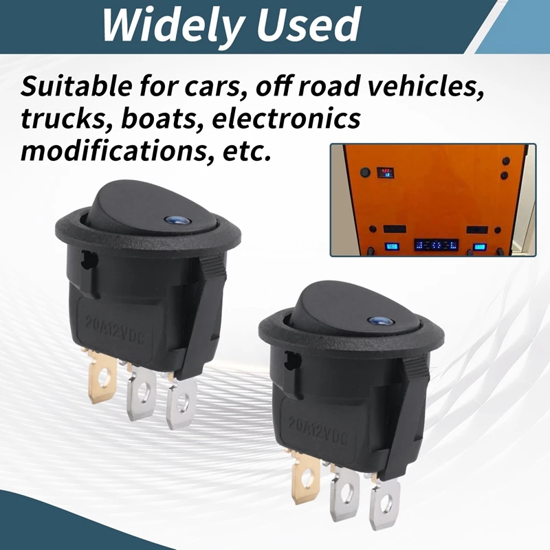 مفتاح الروك LED 8 قطع 12 فولت 20 أمبير مستدير أزرق تبديل LED الروك التبديل على الخروج التحكم