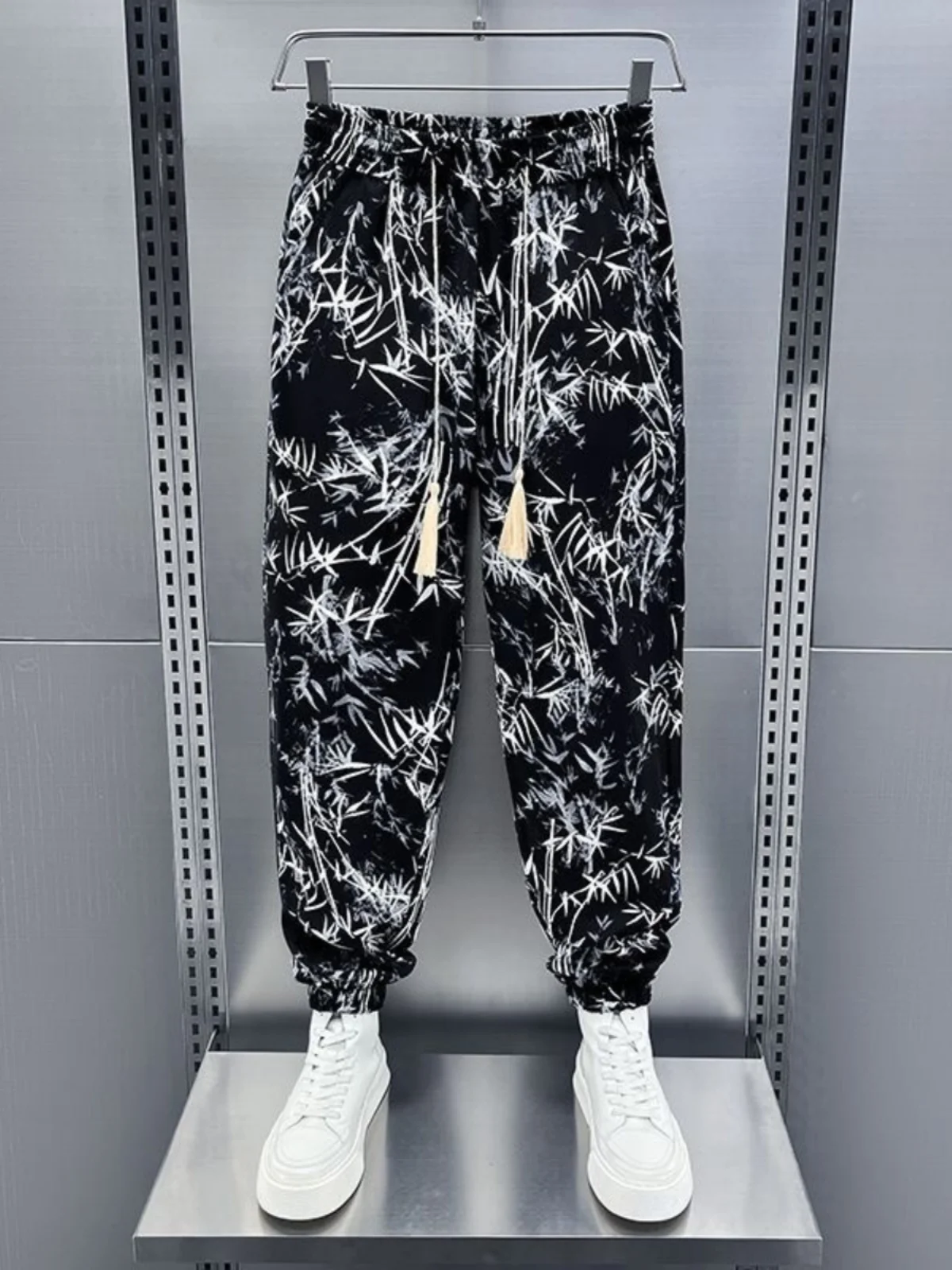 

Мужские повседневные модные универсальные брюки из девяти предметов из ледяного шелка с манжетами Personali Bamboo Le Молодежные спортивные брюки свободного покроя, длинные...