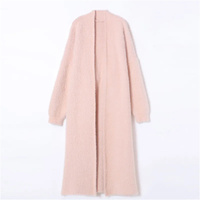 023 Autumn/Winter Lazy Style Loose Knee Length Thickened Pure Imitation Mink Fleece Knitted Sweater Cardigan Coat Women's Coat