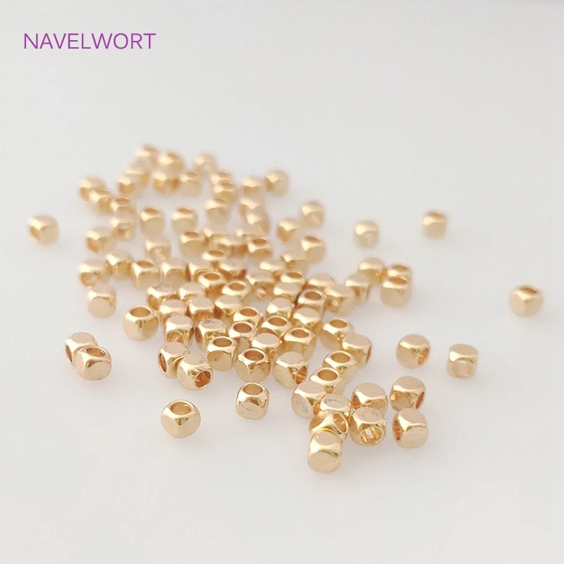 2/3/4 mm hohle Würfelperlen, 18 Karat vergoldete Messing-Abstandsperlen, Trenner für Perlen, DIY-Schmuckherstellungszubehör, Großhändler – Detail 22