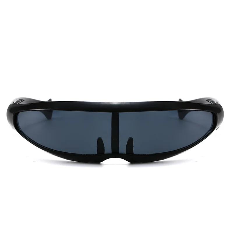 Gafas de sol futuristas para hombre, lentes con espejo, lentes láser UV400, lente estrecha para disfraz