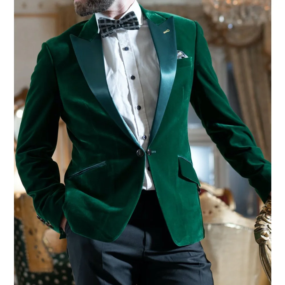 

Men Velvet Suit Jacket Slim Fit Single Breasted Notch Lapel Elegant Blazer Casual Comfortable Stylish Formal Business Coat