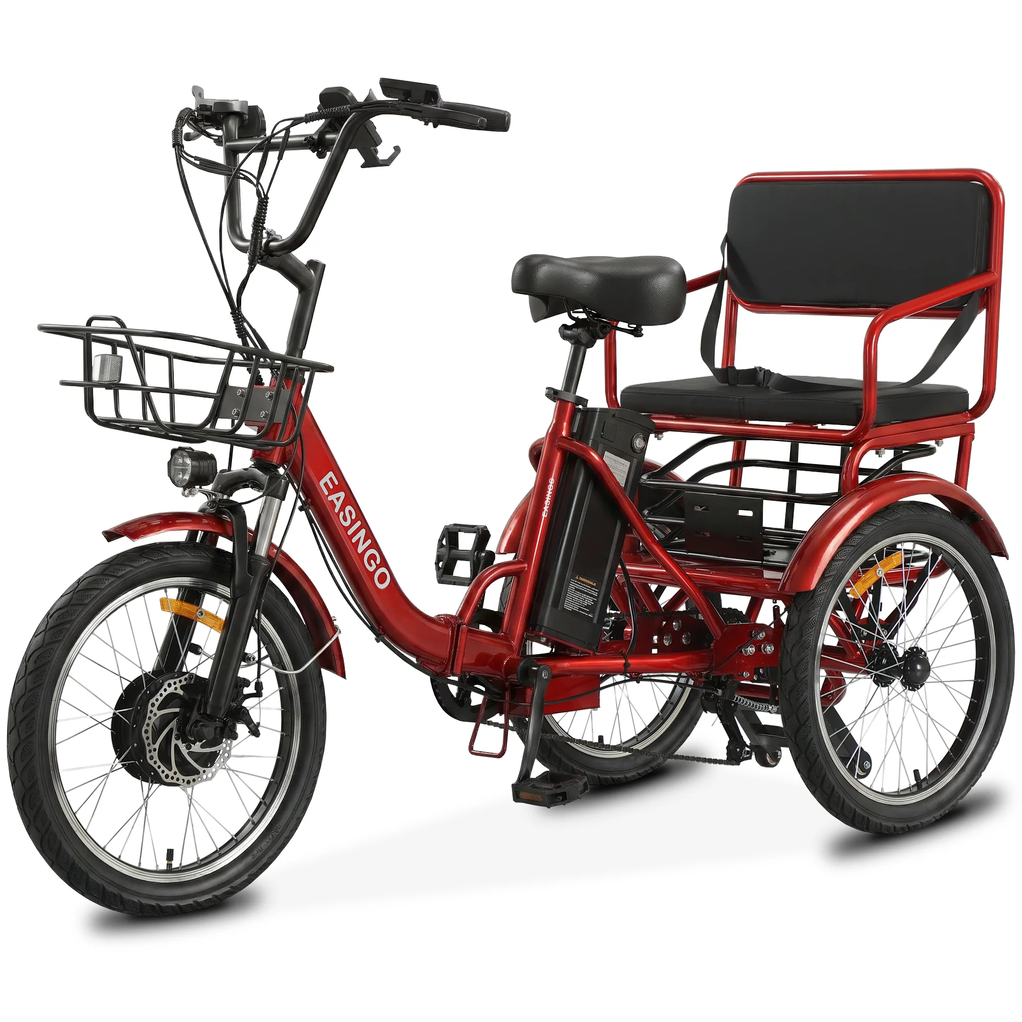 

48V 20AH Dual Seat Electric Tricycle | 700W Cargo Trike with Pedal Assist | Long Range for Two Riders