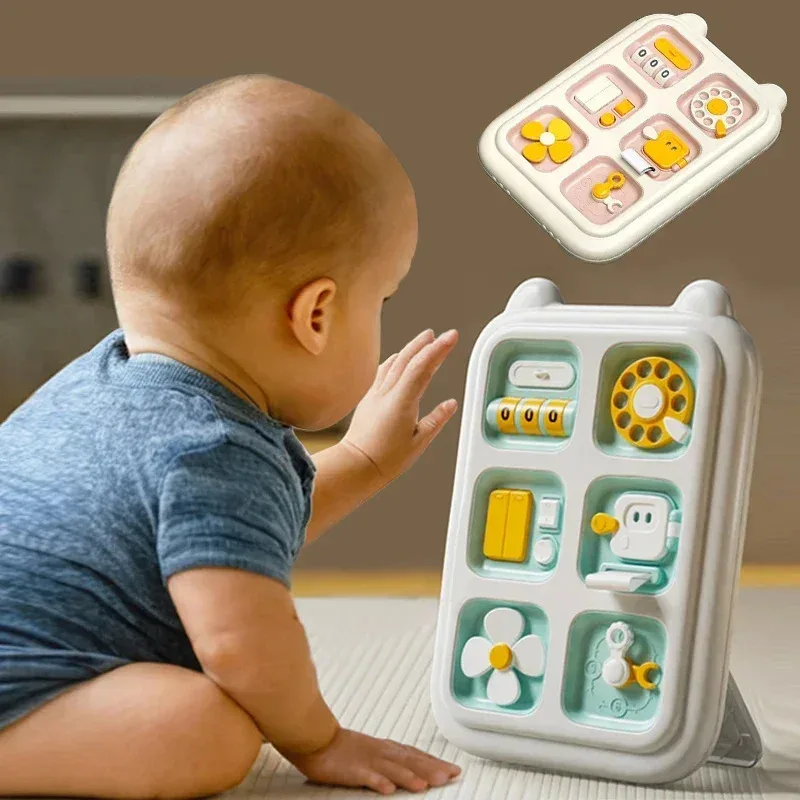 TEMIKIDS New 6 in 1 Montessori Educational Toys Sensory Busy Board Baby Practice Skills Drawer Mirror Fidget Educational Toy for