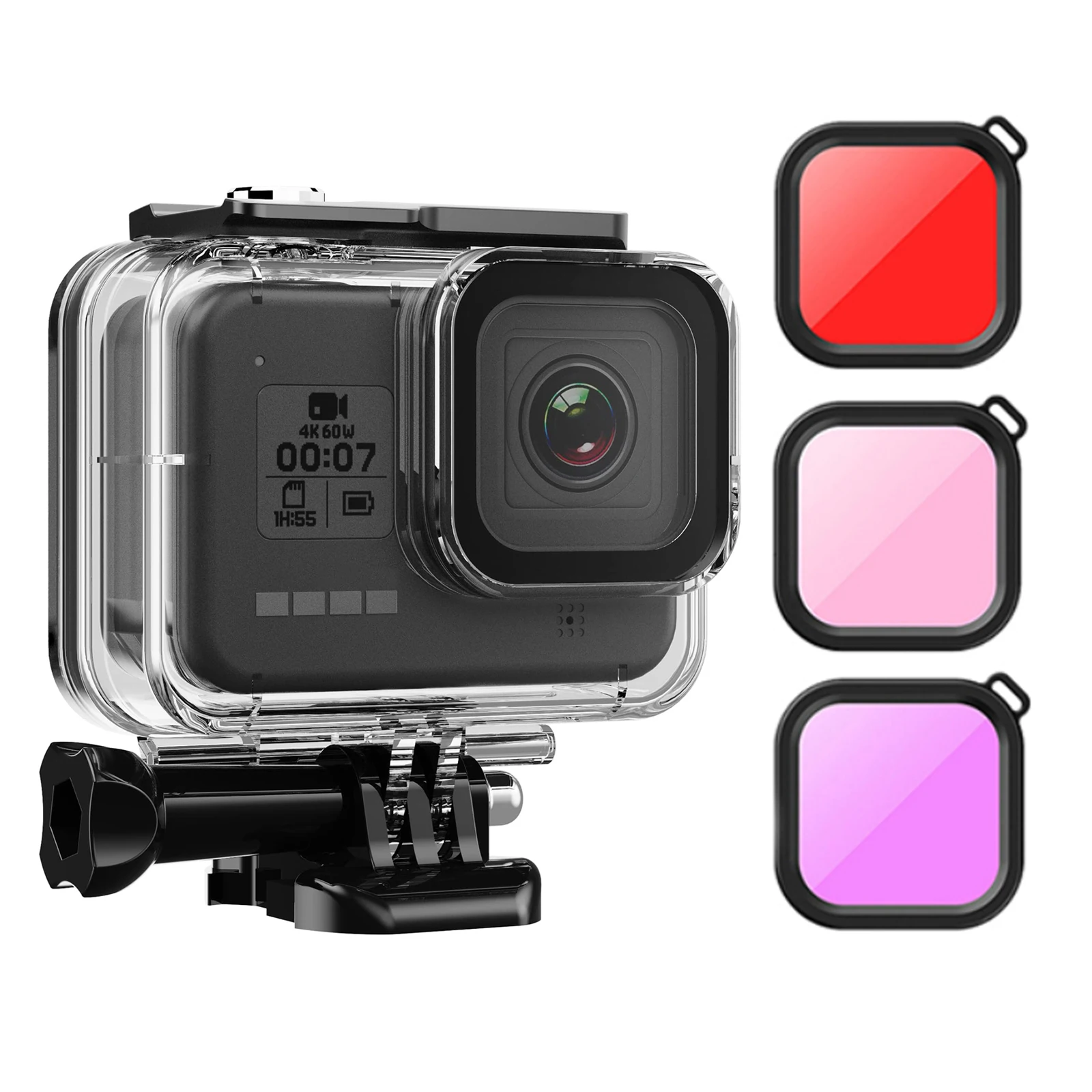 For GoPro Hero 8 Waterproof Case Diving Underwater Housing Cover For Go Pro 8 Black Case Shell Filter Action Camera Accessory