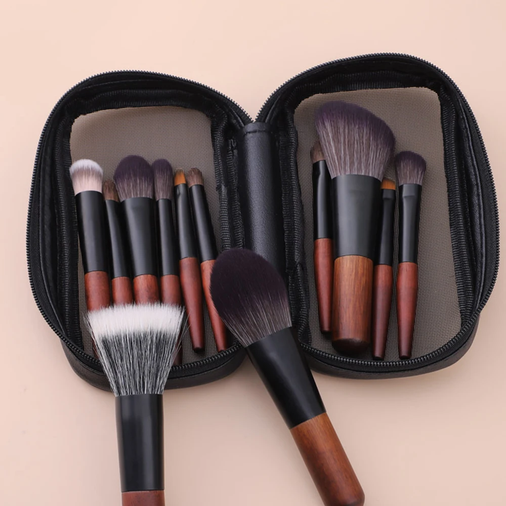 12pcs Mini Makeup Brush Set Portable Short Pole Wool Eye Shadow Stipple Brush Powder Brush Beauty Tools