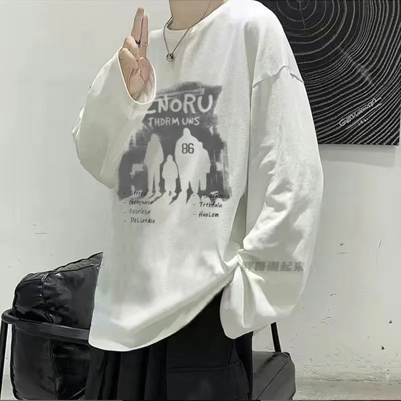 Klassiek en veelzijdig zwaar T-shirt met lange mouwen voor heren in het voorjaar van 2025, nieuwe ins losse en comfortabele eenvoudige casual top