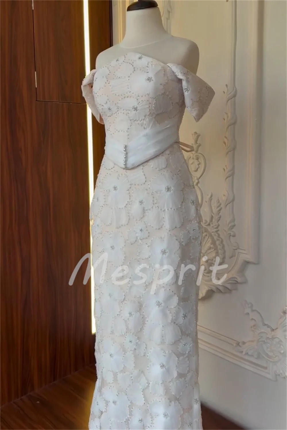 Customized Intricate Lace Pleat Straight Off-the-shoulder Long Bespoke Occasion Party Dresses Chinese Style