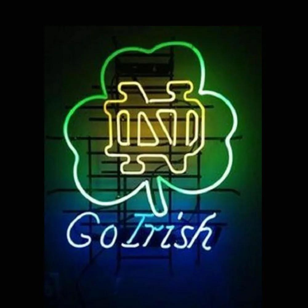 Notree Dame Go Irish Beer Bar Neon Light Sign Custom Handmade Real Glass Tube Advertise Room Decor Display Lamp Art Gift 20