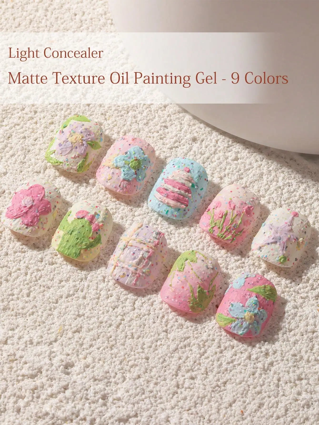 MORDDA 9pcs Sunset Concert Oil Painting Gel Nail Polish Set, For 3D Relief Designs, For Creative Manicures