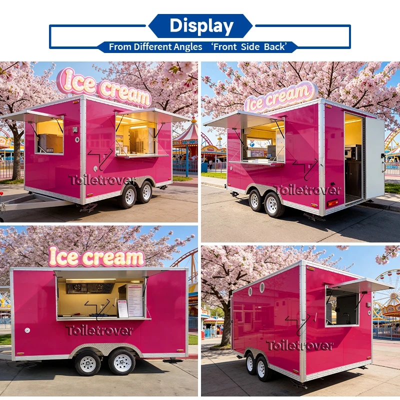 Wholesale Portable Outdoor Folding Food Trailer Retro Commercial Food Trucks Mobile Food Truck Trailer with Air Conditioner