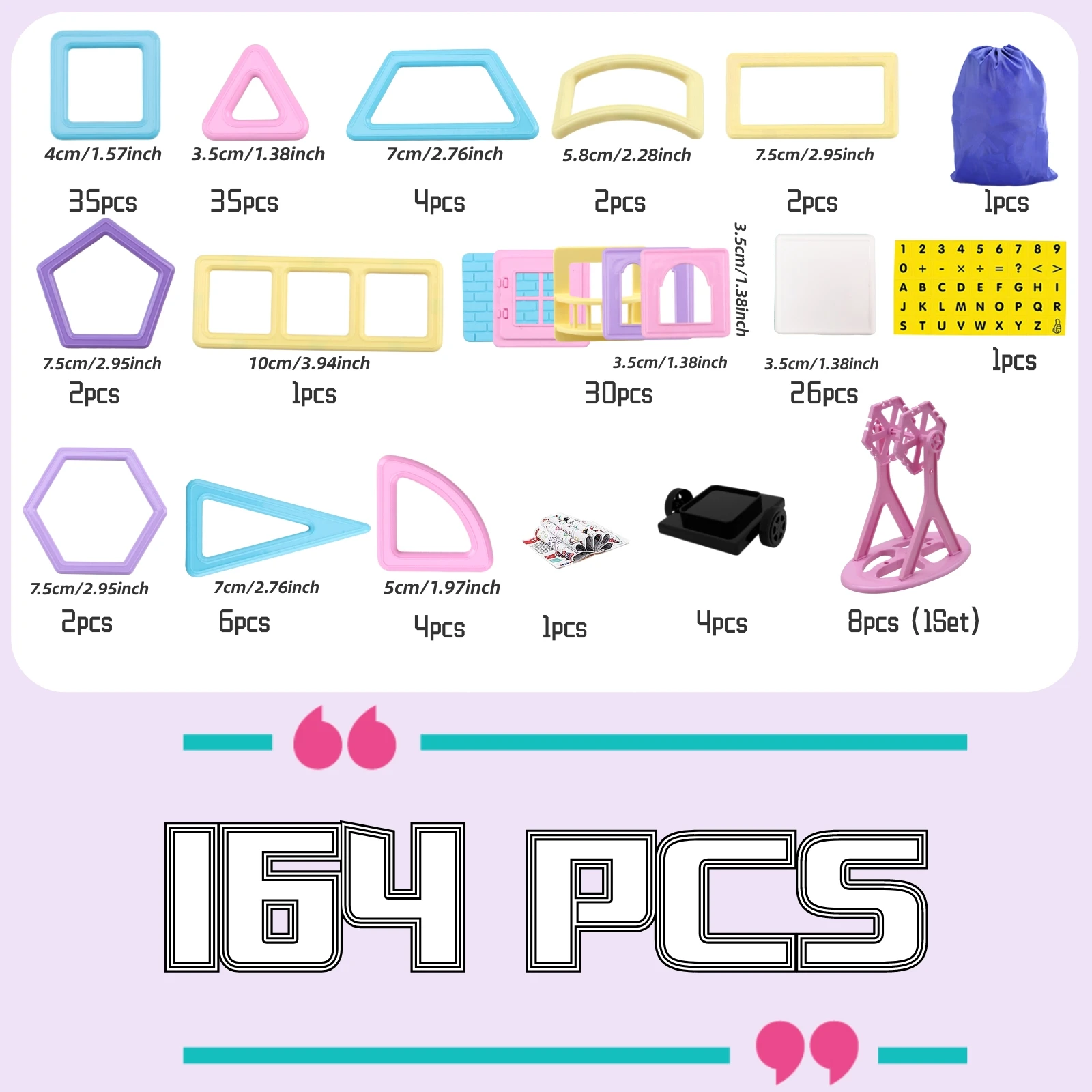 164-delige magnetische bouwstenen set educatief speelgoed voor kinderen creatieve en creatieve bouwpakket unisex