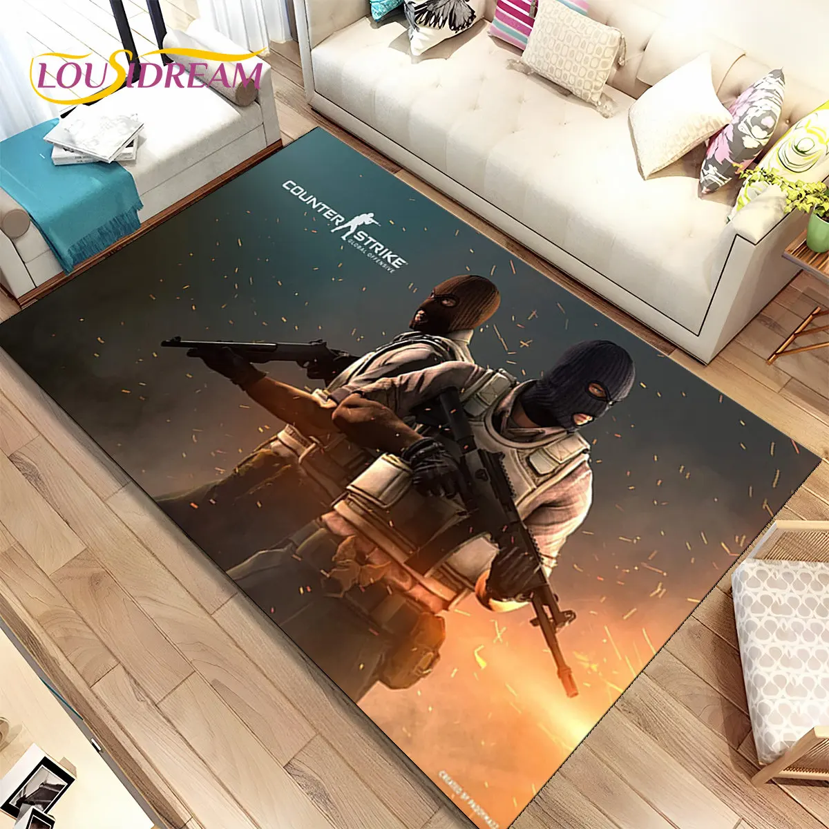 CS GO,Game Gamer,Counter Strike Area Rug,Carpet Rug for Home Living Room Children Bedroom Sofa Doormat Decor,Non-slip Floor Mat