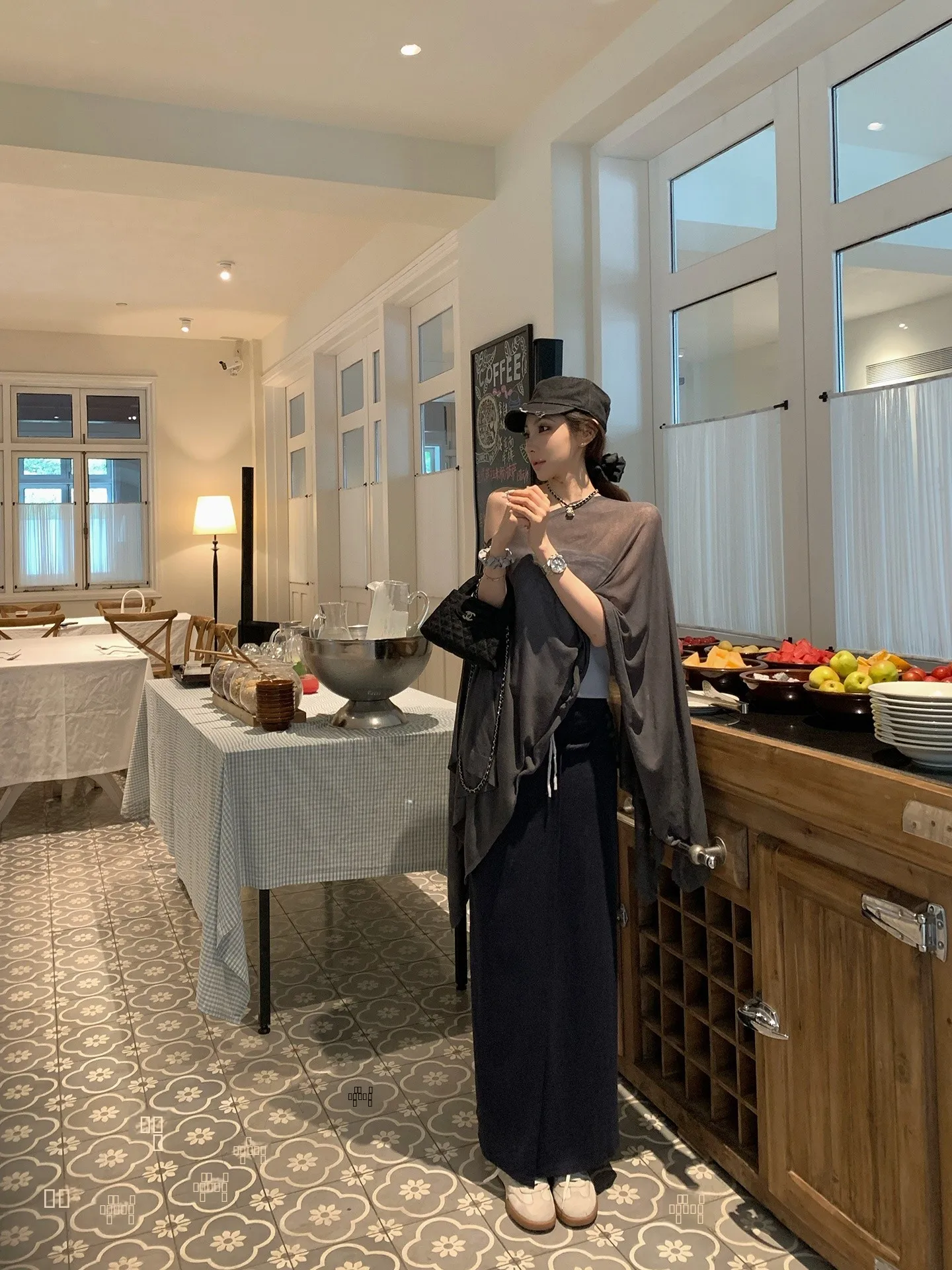 

Льняной вязаный кейп свободного кроя Mint Ice Lazy Sle для защиты от солнца летом, женская модная летняя коллекция