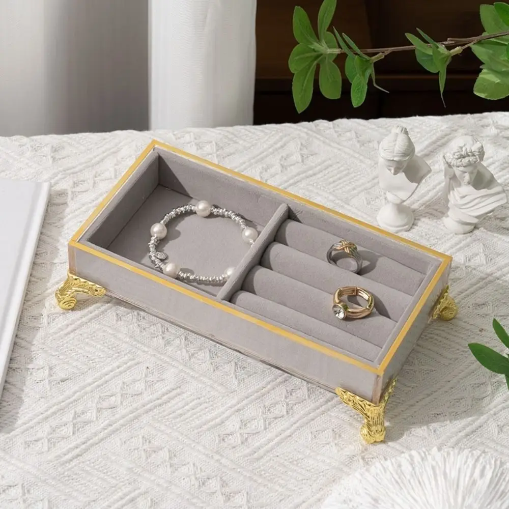 Samt Schmuck Display Stand Vintage Multifunktionale Schmuck Tablett Halter Desktop Lagerung Ohrringe Ringe Schmuck Halter Box