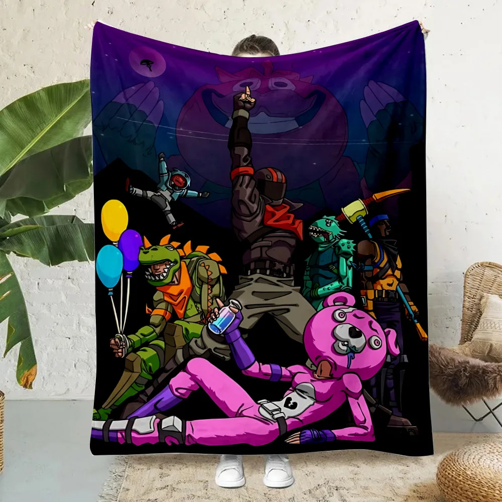 Fortnite 3D Cartoon Print Blanket, Couvertures de pique-nique, Couverture chaude, Couverture douce et confortable, Maison, Voyage, Cadeau d'anniversaire