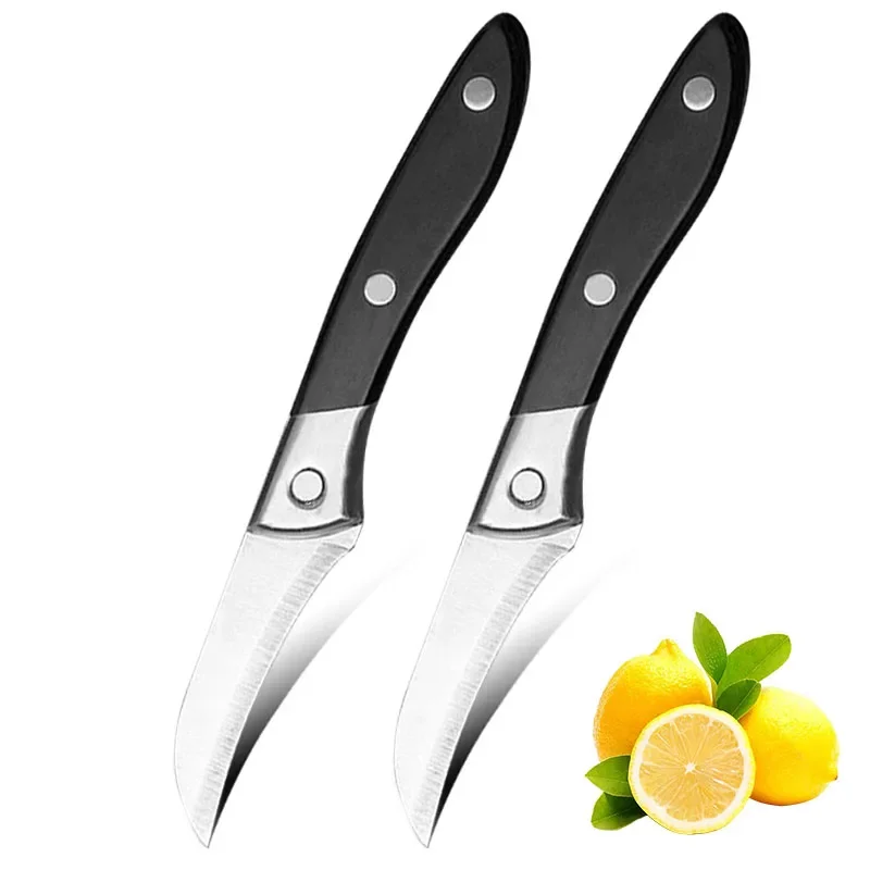 Paring Knife Stainless Steel Fruit Knife Anti-Slip Black Handle Perfect for Househould Fruit Peeler Cutter Slicer Knife