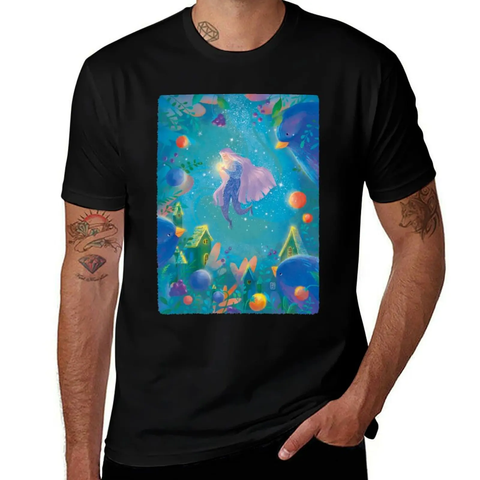 

graphic Healer torn mens edges Berries Birds Home anime T-Shirt Magic Wild shirts tshirt of t