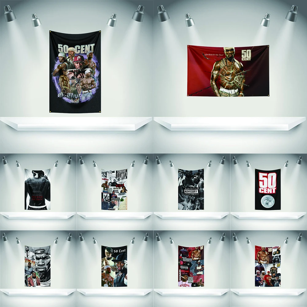 50 C-cents Flag Rock Music Band Banner   HD Printing Tapestry Exhibition, Music Band Fans, Garage Decor