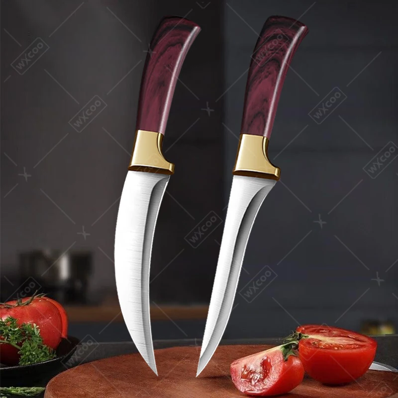 Boning Knife Professional Kitchen Knives Stainless Steel Kitchen Cleaver Butcher Knife Meat Cutting Knives Skinning Curved Knife