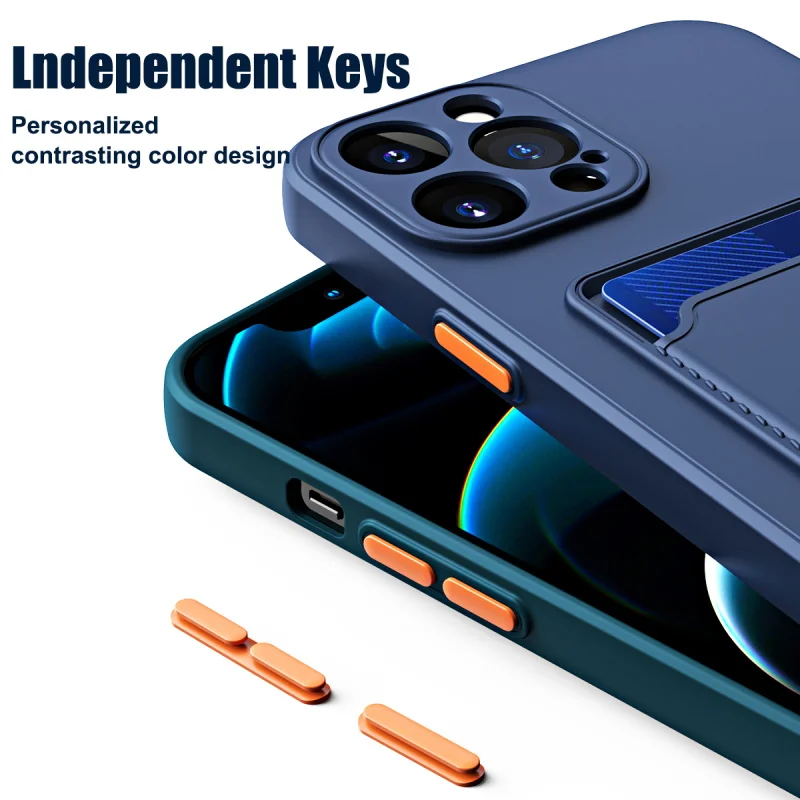 Luxury Silicone Card Holder Wallet Case For iPhone 15 14 13 12 11 Pro Max Plus Shockproof Phone Case Card Slot Cover Accessories image 3