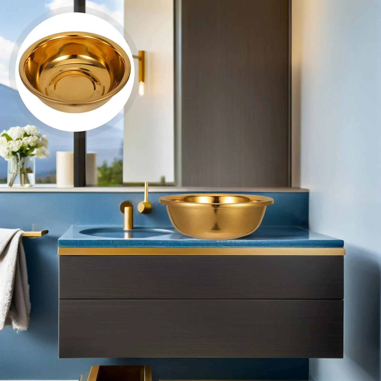 

Утолщенная миска из нержавеющей стали, большая кухонная чаша для мытья овощей, многофункциональная бытовая емкость для смешивания продуктов, салатов и теста