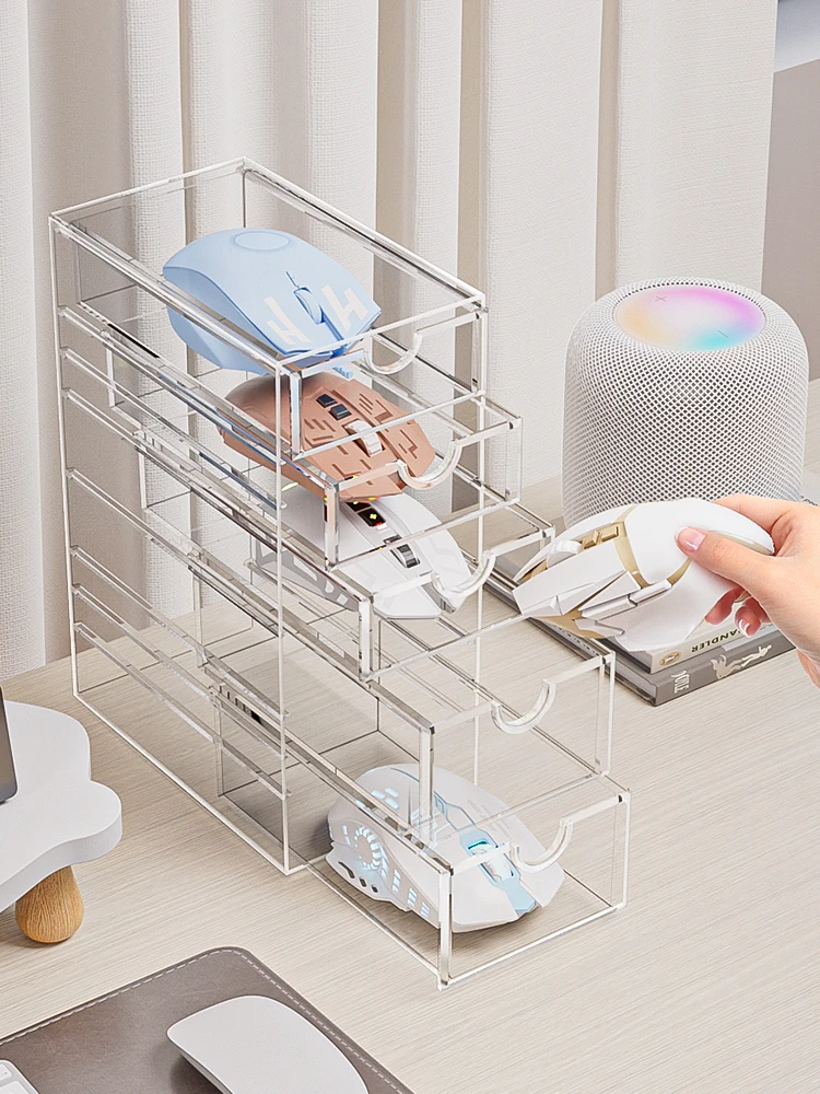 

Acrylic Mouse Storage Box Display Stand Dustproof Gaming Wireless Mouse Organizer Desktop Storage Container Rectangular Shape