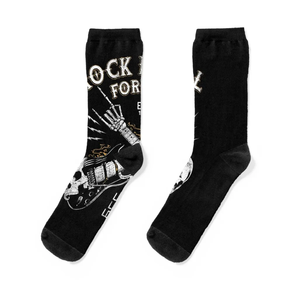 

Rock and Roll For Ever Skull Guitars Socks Hiking boots Non-slip valentine gift ideas snow Ladies Socks Men's