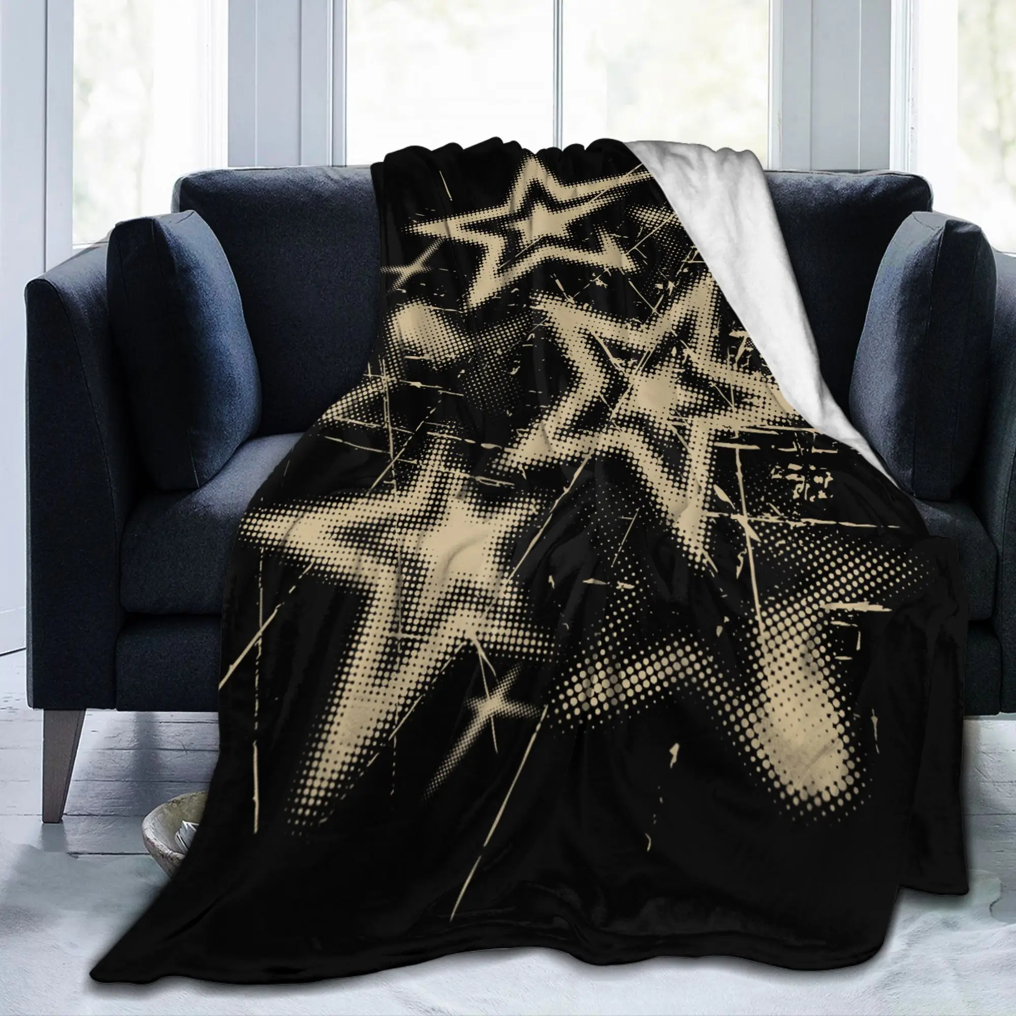 Y2k Grunge Stars 2000s Cyber Funny Blanket Cover Flannel Vintage Lightweight Thin Throw Blankets Bedding Airplane Multifunction