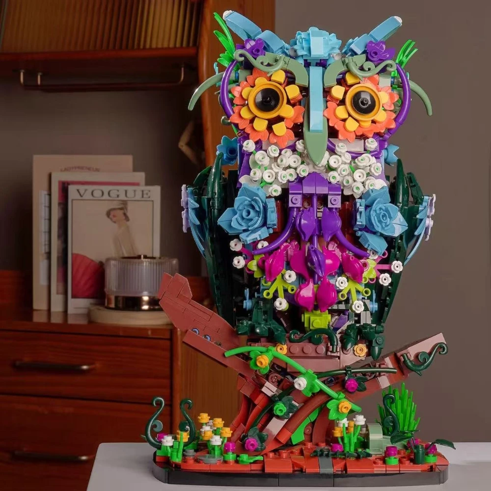 

MOC 2025 новый уникальный набор строительных блоков с цветком совы и животными, украшение для комнаты, идея модели «сделай сам», игрушки для детей, подарки на день рождения и праздник