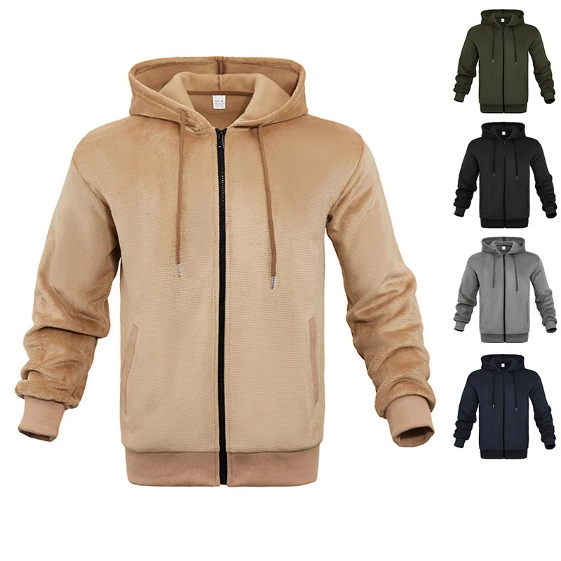 

Spring and Autumn Cardigan Coat Outerwear Men's New All-Match Young and Middle-Aged Trendy Loose Zip Casual Hooded Sweatshirt