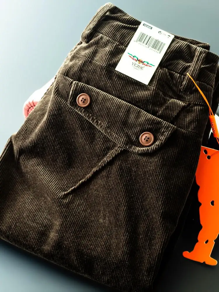 

Yezoe Elastic Coffee Color Corduroy Loose Straight Men's Casual Pants New Trendy Brand Autumn Winter Faion Ci Cotton Poly...