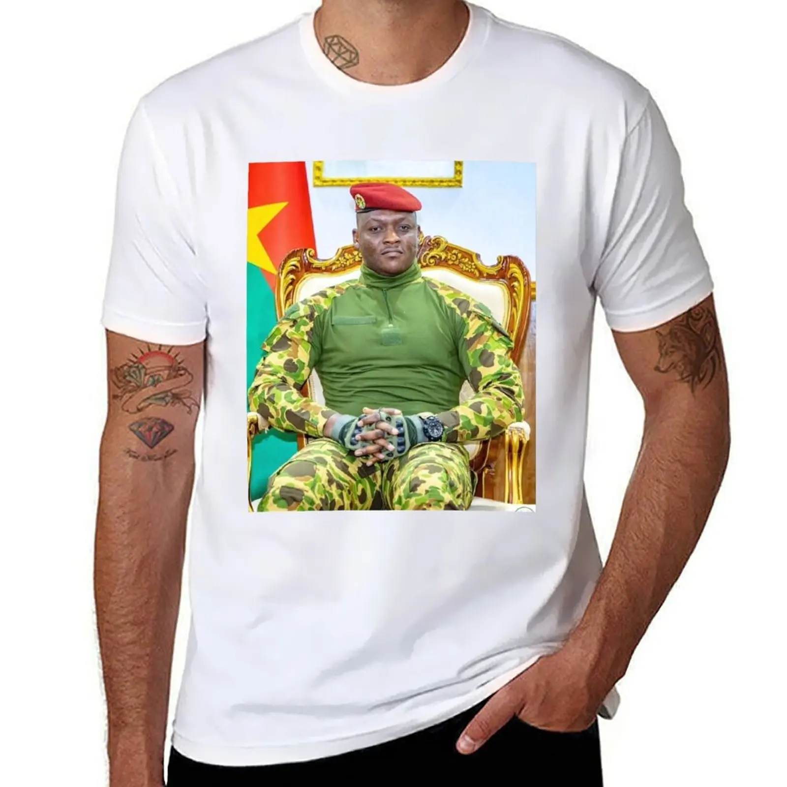 

Captain Ibrahim Traoré: Burkina Faso President T-Shirt man t shirts graphic men t shirt cotton 100% T-Shirt