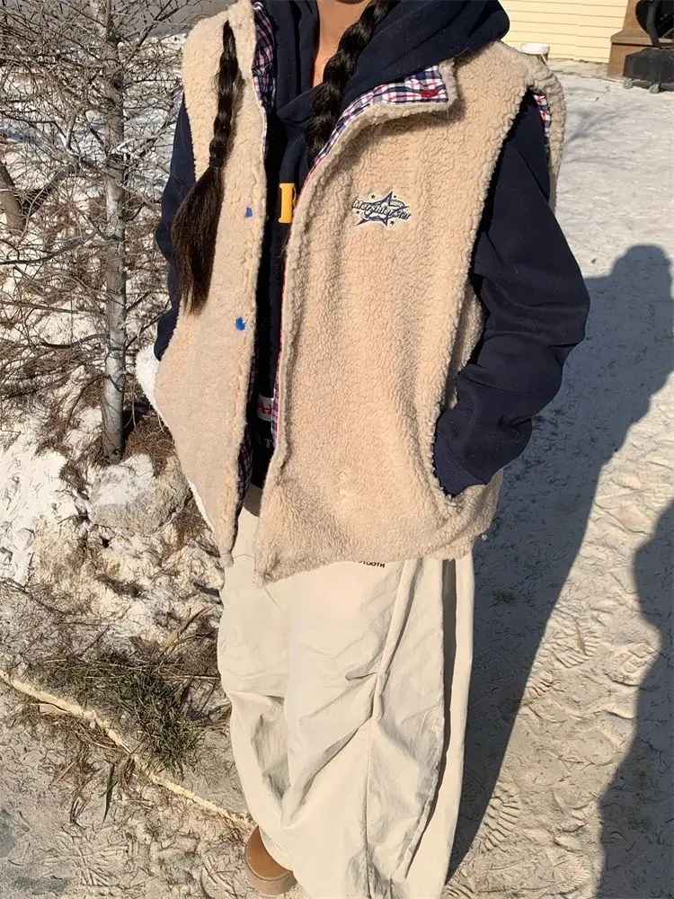 

Жилеты, толстые женские осенние вельветовые жилеты на пуговицах в стиле гранж, модная лоскутная многослойная уличная одежда, городская универсальная уличная одежда