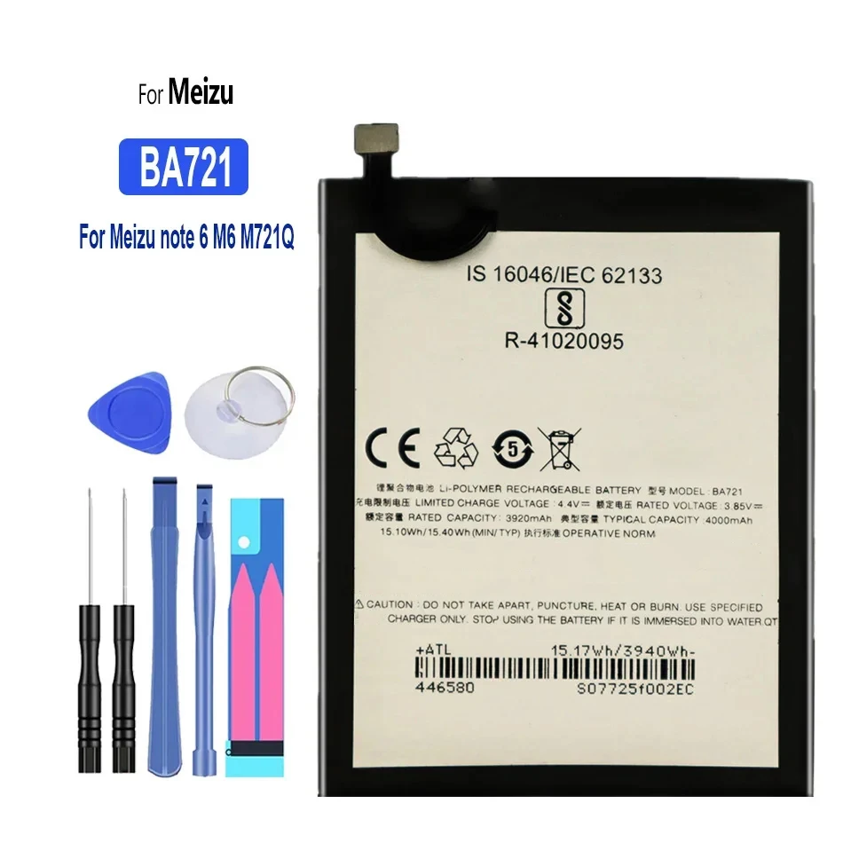 Replacement Battery For Meizu MX4 Pro, MX4Pro, BA621, BA721, BT42C, BT40, BT41, M2, M5, M6, Note 2, 5, 6, Note2, Note5, Note6