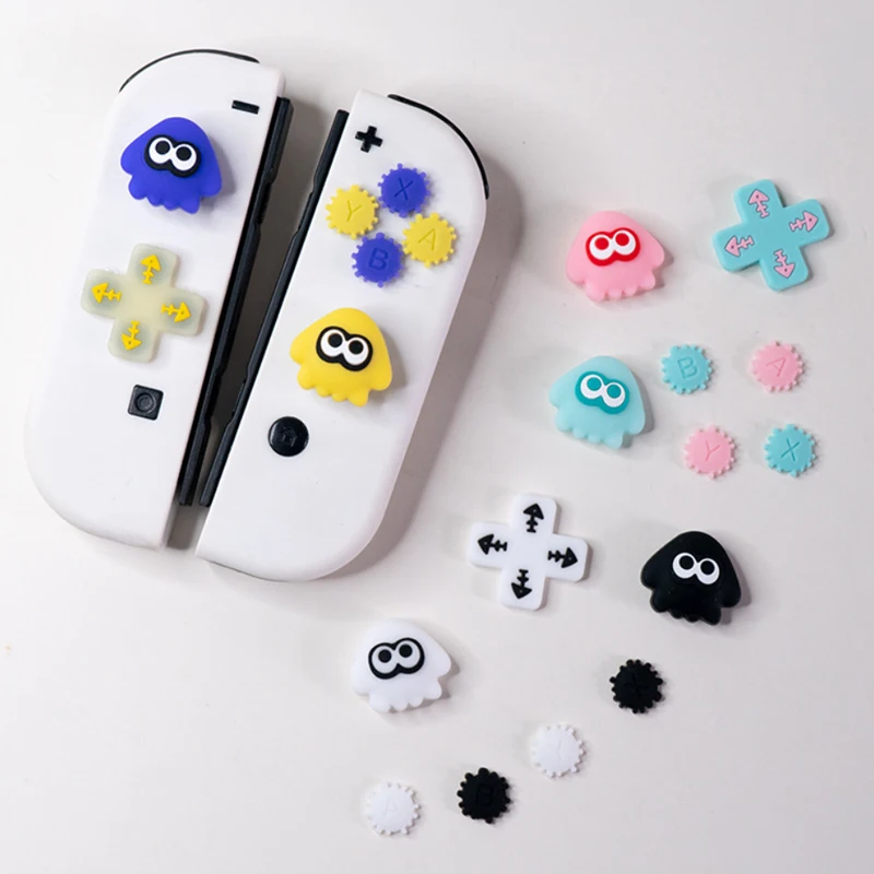 เคสซิลิโคนนิ่มลาย dpad CROSS button abxy ลายเกมน่ารักสำหรับ SWITCH OLED/Lite NS Joy-CON ฝาปิดจับนิ้วหัวแม่มือ