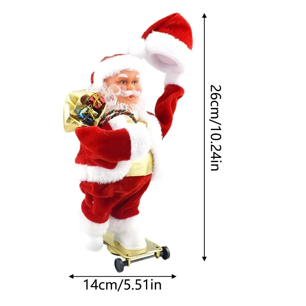 Funny Musical Electric Santa Toys Swing Hat Slides Skateboard Christmas Dolls Plush Twisted Dancing Santa Claus Toys Office