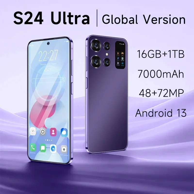 

S24 Ultra Global Version Smartphone Snapdragon8 gen2 22G+2TB 7000mAh 48+72MP 4G/5G Network Cellphone Android Mobile Phone